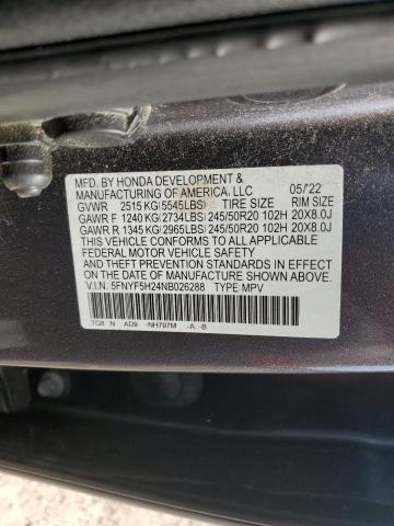 2022 HONDA PILOT SE 5FNYF5H24NB026288
