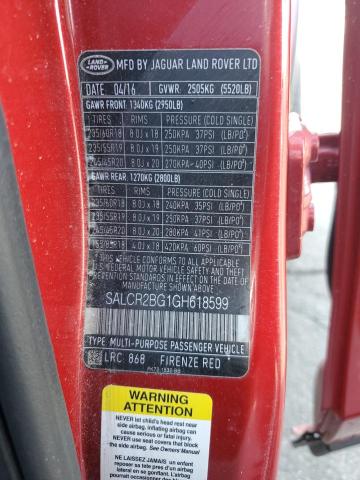 2016 LAND ROVER DISCOVERY - SALCR2BG1GH618599