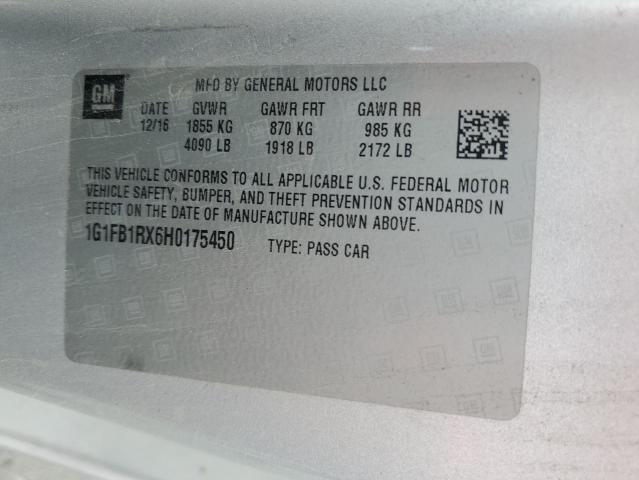 2017 CHEVROLET CAMARO LT - 1G1FB1RX6H0175450