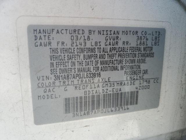 2018 NISSAN SENTRA S - 3N1AB7AP0JL633916