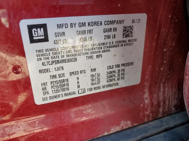 2021 CHEVROLET TRAX 1LT - KL7CJPSM4MB369339