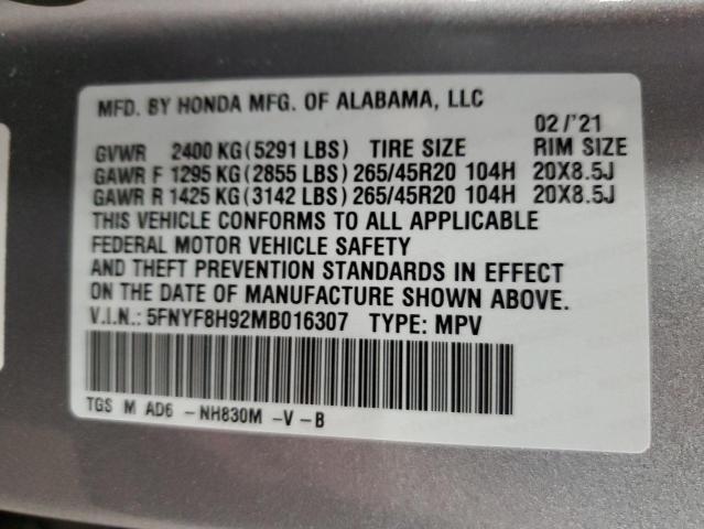 2021 HONDA PASSPORT T - 5FNYF8H92MB016307