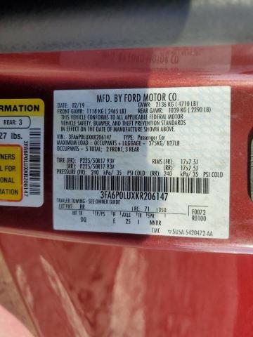 2019 FORD FUSION SE - 3FA6P0LUXKR206147