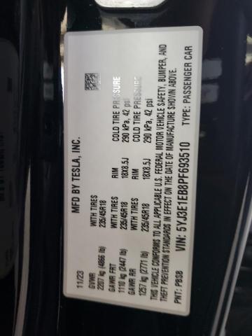 2023 TESLA MODEL 3 - 5YJ3E1EB8PF693510