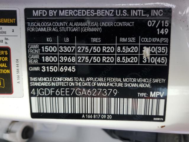 2016 MERCEDES-BENZ GL 450 4MA 4JGDF6EE7GA627379