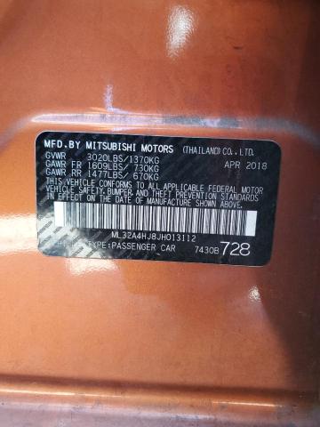 2018 MITSUBISHI MIRAGE SE ML32A4HJ8JH013112