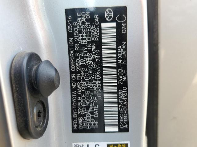 2016 TOYOTA PRIUS - JTDKBRFU9G3517419
