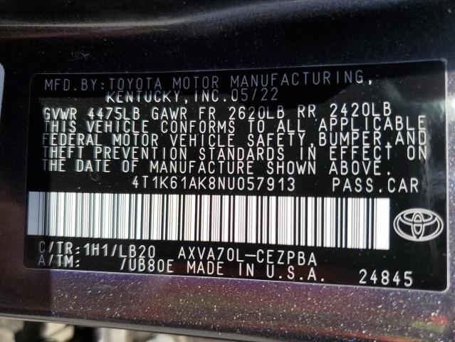 2022 TOYOTA CAMRY XSE - 4T1K61AK8NU057913