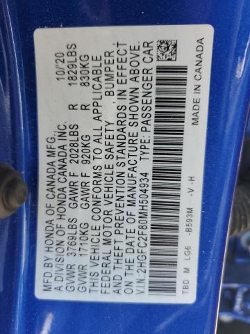 2021 HONDA CIVIC SPOR - 2HGFC2F80MH504934