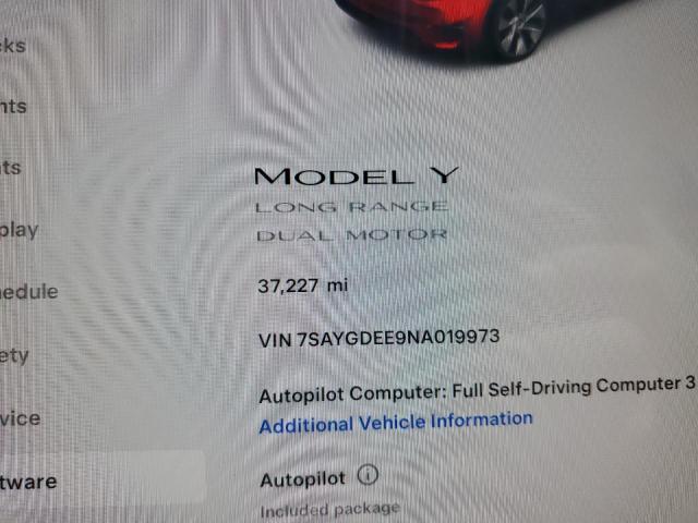 2022 TESLA MODEL Y - 7SAYGDEE9NA019973