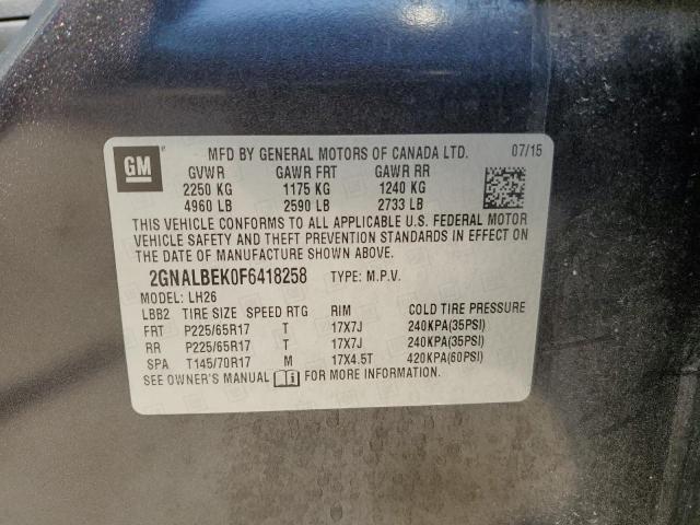 2015 CHEVROLET EQUINOX LT 2GNALBEK0F6418258