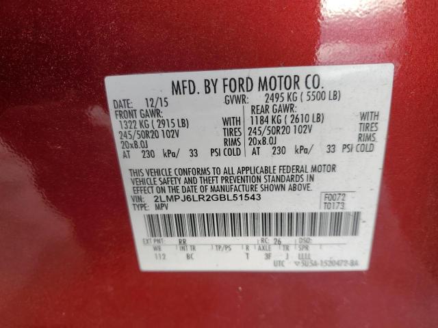 2016 LINCOLN MKX RESERV - 2LMPJ6LR2GBL51543