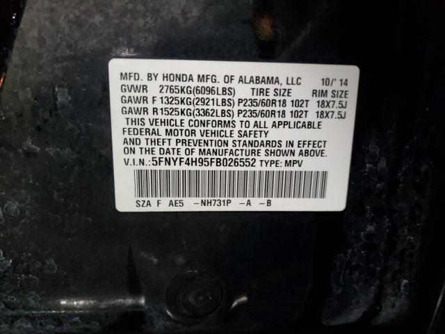 2015 HONDA PILOT TOUR - 5FNYF4H95FB026552