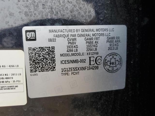 2022 CHEVROLET MALIBU PRE - 1G1ZE5SXXNF194209