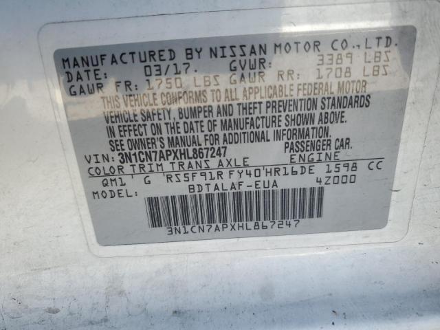 2017 NISSAN VERSA S - 3N1CN7APXHL867247