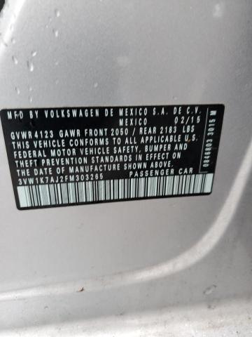 2015 VOLKSWAGEN JETTA BASE - 3VW1K7AJ2FM303265