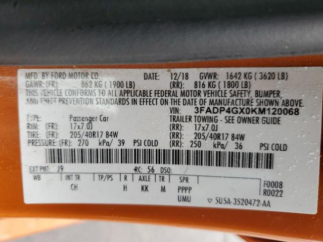 2019 FORD FIESTA ST - 3FADP4GX0KM120068
