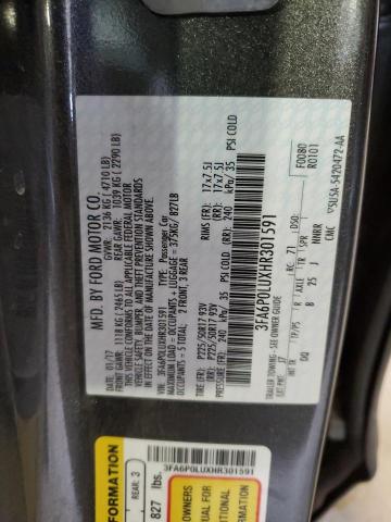 2017 FORD FUSION SE 3FA6P0LUXHR301591