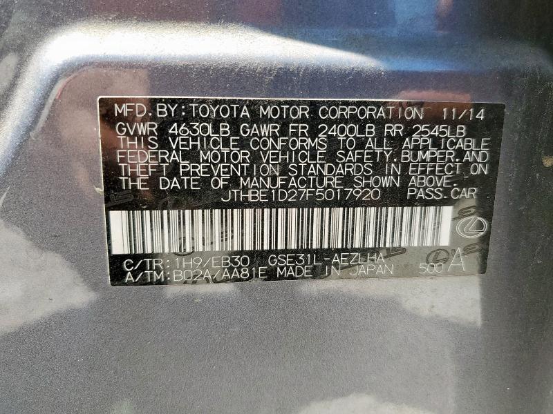 2015 LEXUS IS 350 JTHBE1D27F5017920