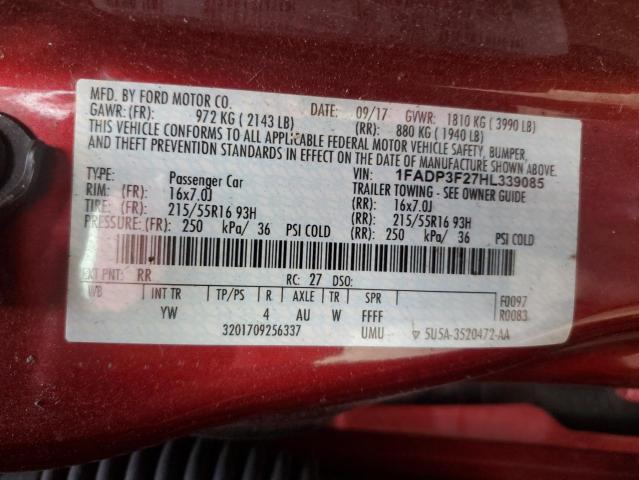 2017 FORD FOCUS SE - 1FADP3F27HL339085