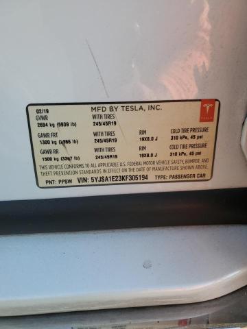 2019 TESLA MODEL S - 5YJSA1E23KF305194
