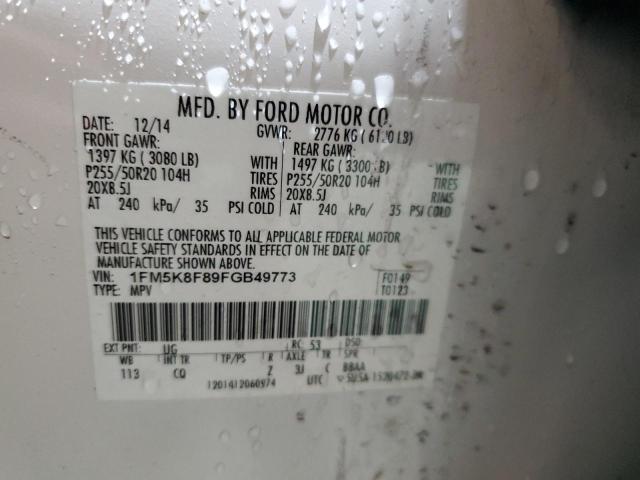 2015 FORD EXPLORER L - 1FM5K8F89FGB49773