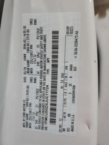 2018 FORD ESCAPE SE - 1FMCU0GDXJUC11724