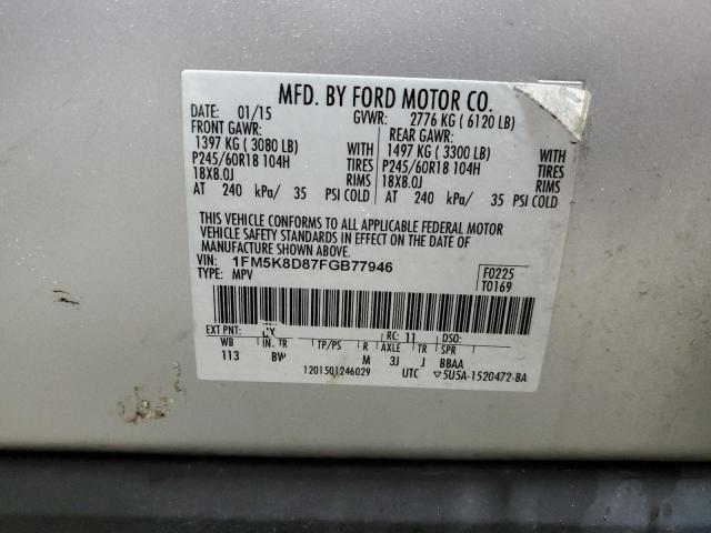 2015 FORD EXPLORER X - 1FM5K8D87FGB77946