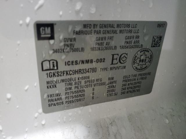 2017 GMC YUKON XL K 1GKS2FKC9HR334780