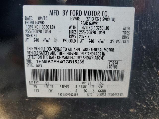 2016 FORD EXPLORER L - 1FM5K7FH4GGB15235