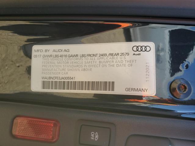 2018 AUDI A5 PREMIUM WAUBNCF53JA005541