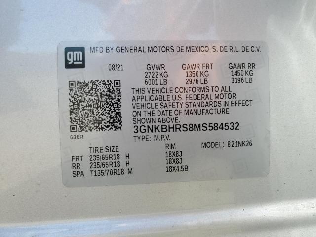 3gnkbhrs8ms584532 - 2021 Chevrolet blazer 2lt - #53603135