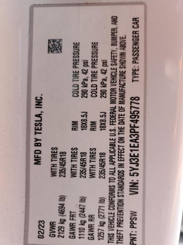 2023 TESLA MODEL 3 - 5YJ3E1EA3PF495778