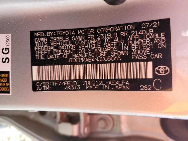 2022 TOYOTA COROLLA LE - JTDEPMAE4NJ205065