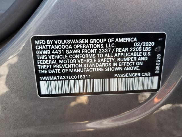 2020 VOLKSWAGEN PASSAT R-L 1VWMA7A37LC016311