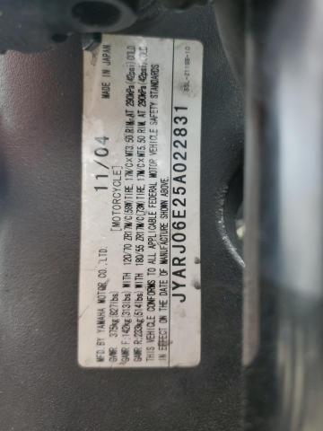 2005 YAMAHA YZFR6 L JYARJ06E25A022831