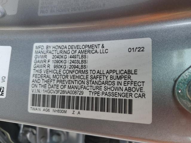 2022 HONDA ACCORD - 1HGCV3F28NA008729