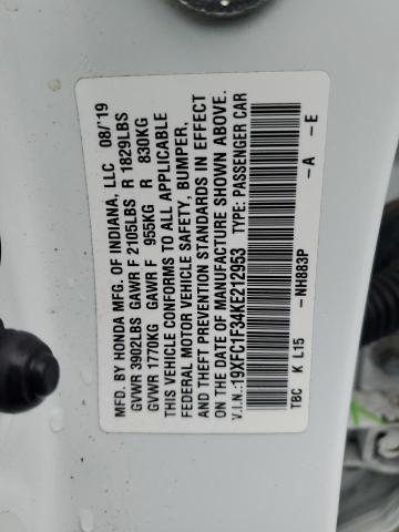 2019 HONDA CIVIC EX - 19XFC1F34KE212953