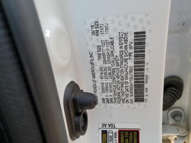 2016 HONDA CR-V EXL - 5J6RM3H71GL018931