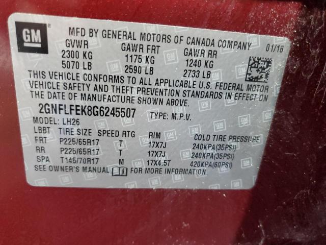 2016 CHEVROLET EQUINOX LT - 2GNFLFEK8G6245507