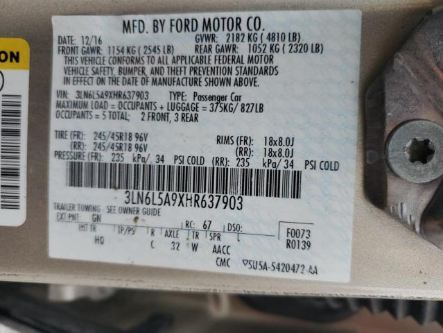 2017 LINCOLN MKZ PREMIE 3LN6L5A9XHR637903