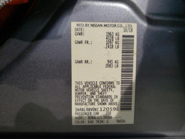 2019 NISSAN ALTIMA S - 1N4BL4BV0KC120596