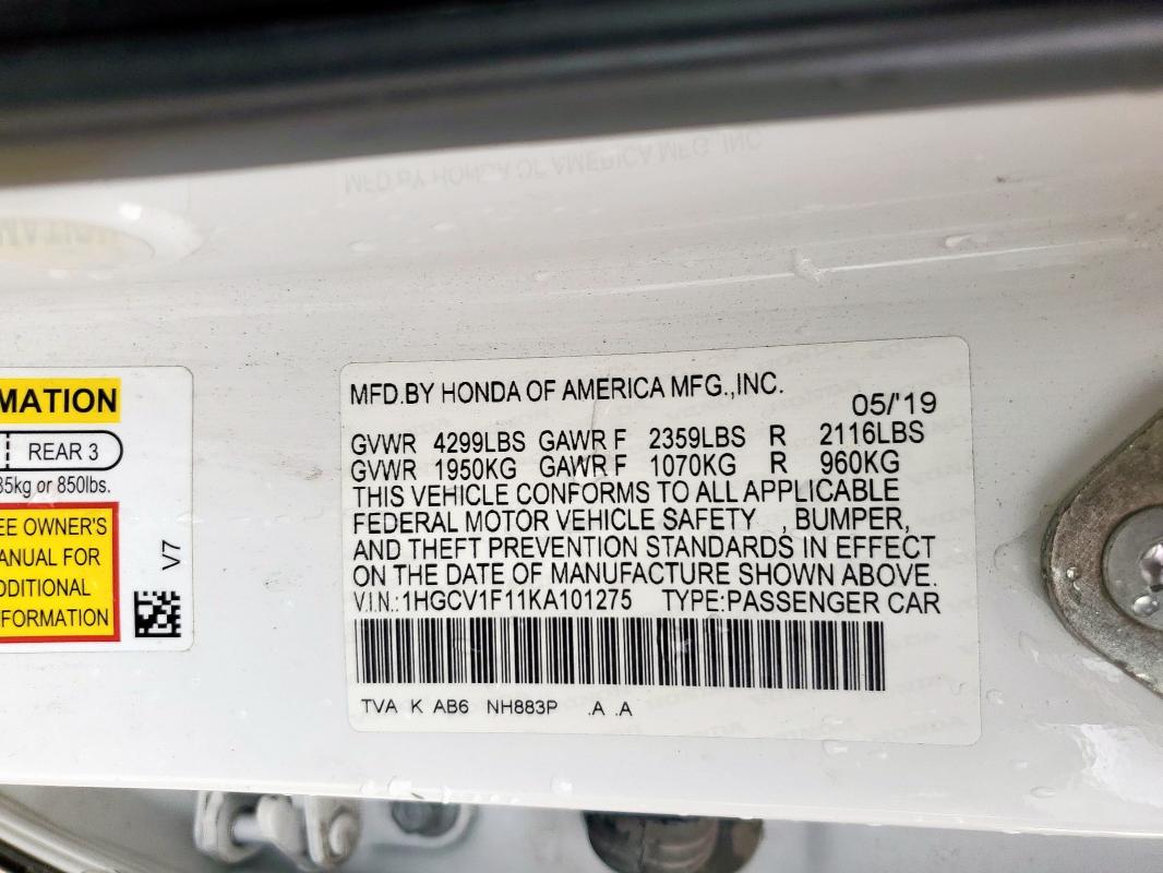 2019 HONDA ACCORD LX - 1HGCV1F11KA101275