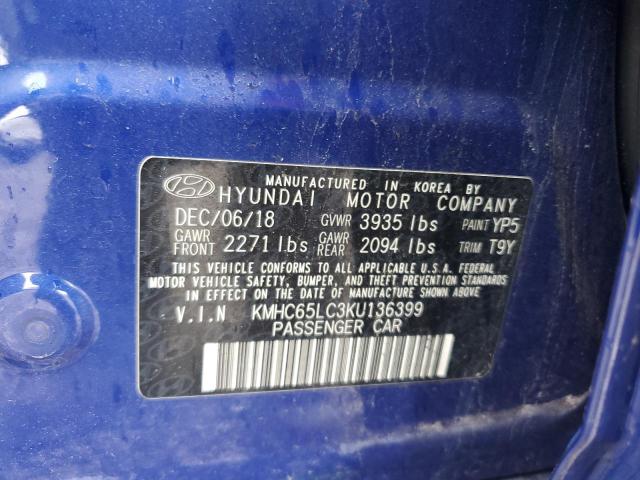 2019 HYUNDAI IONIQ BLUE - KMHC65LC3KU136399