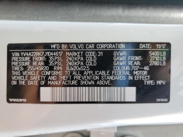 2018 VOLVO XC60 T6 MO YV4A22RK7J1044617