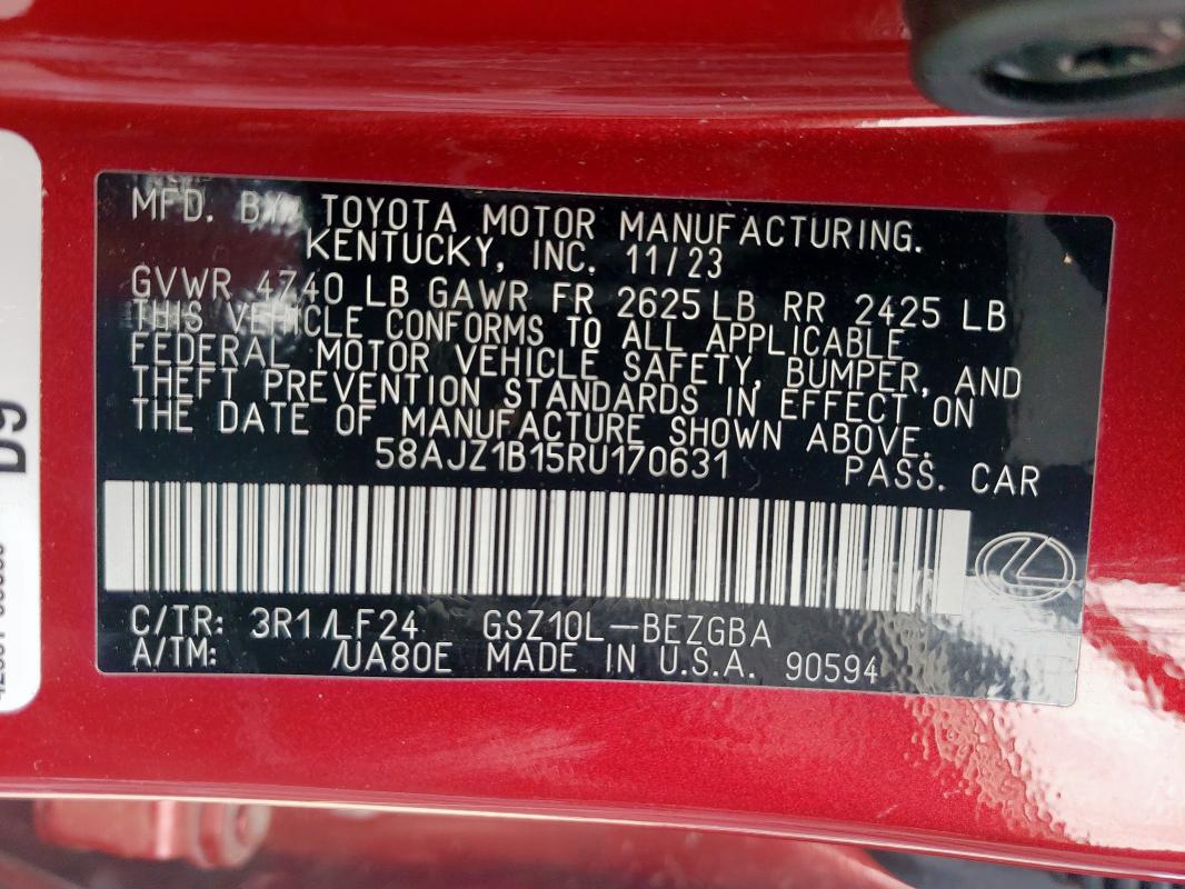 2024 LEXUS ES 350 F S - 58AJZ1B15RU170631