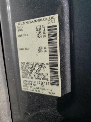 2019 NISSAN MAXIMA S - 1N4AA6AV5KC370737