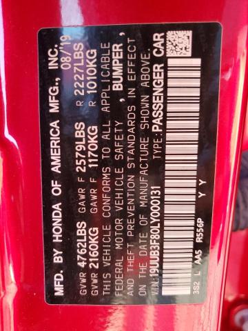 2020 ACURA TLX ADVANC 19UUB3F80LY000131