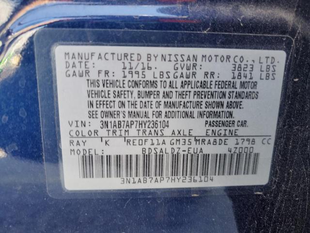 2017 NISSAN SENTRA S - 3N1AB7AP7HY236104