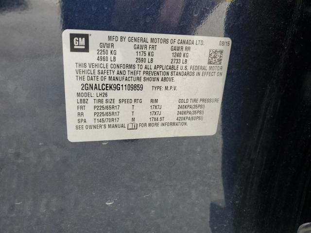 2016 CHEVROLET EQUINOX LT - 2GNALCEK9G1109859